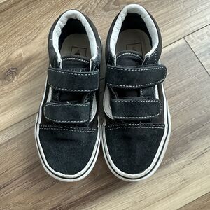 Kids Vans Old Skool V Black Suede & Canvas Sneakers Size 12 Hook & Loop Shoes